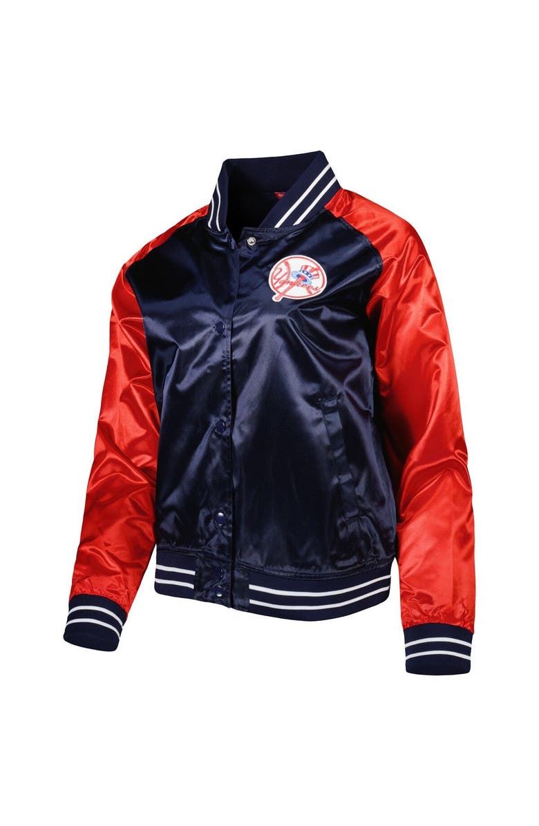 Mitchell & Ness Women's Mitchell & Ness Navy New York Yankees Team 2.0 Satin Raglan Full-Snap Jacket, Alternate, color, Navy