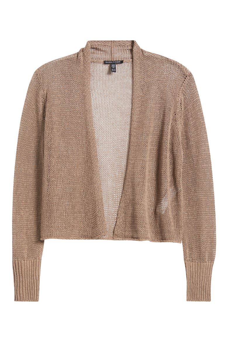 Organic Linen & Organic Cotton Cardigan, Alternate, color, COCOA