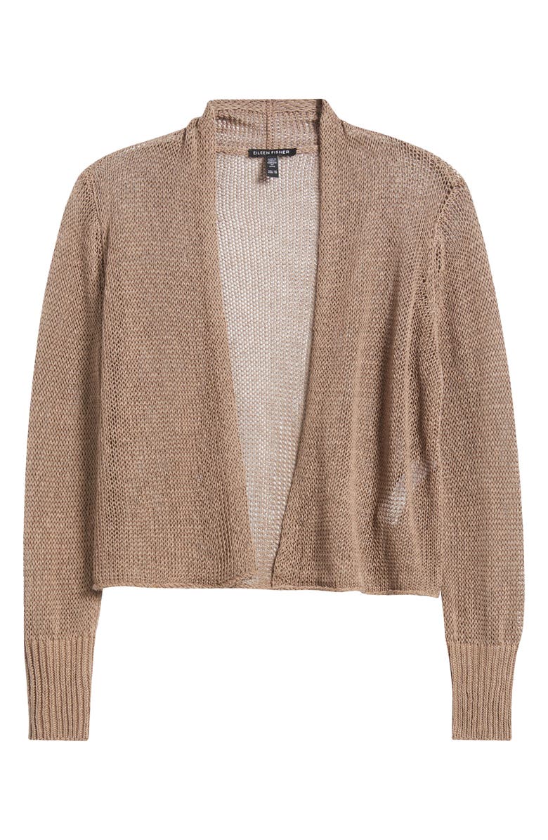 Eileen Fisher Organic Linen & Organic Cotton Cardigan, Alternate, color, Cocoa