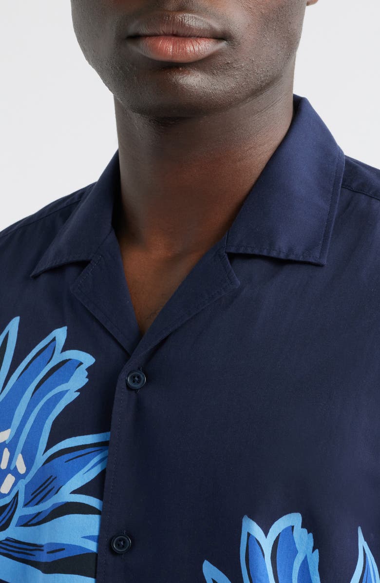 BOSS Lars Floral Camp Shirt, Alternate, color, Dark Blue