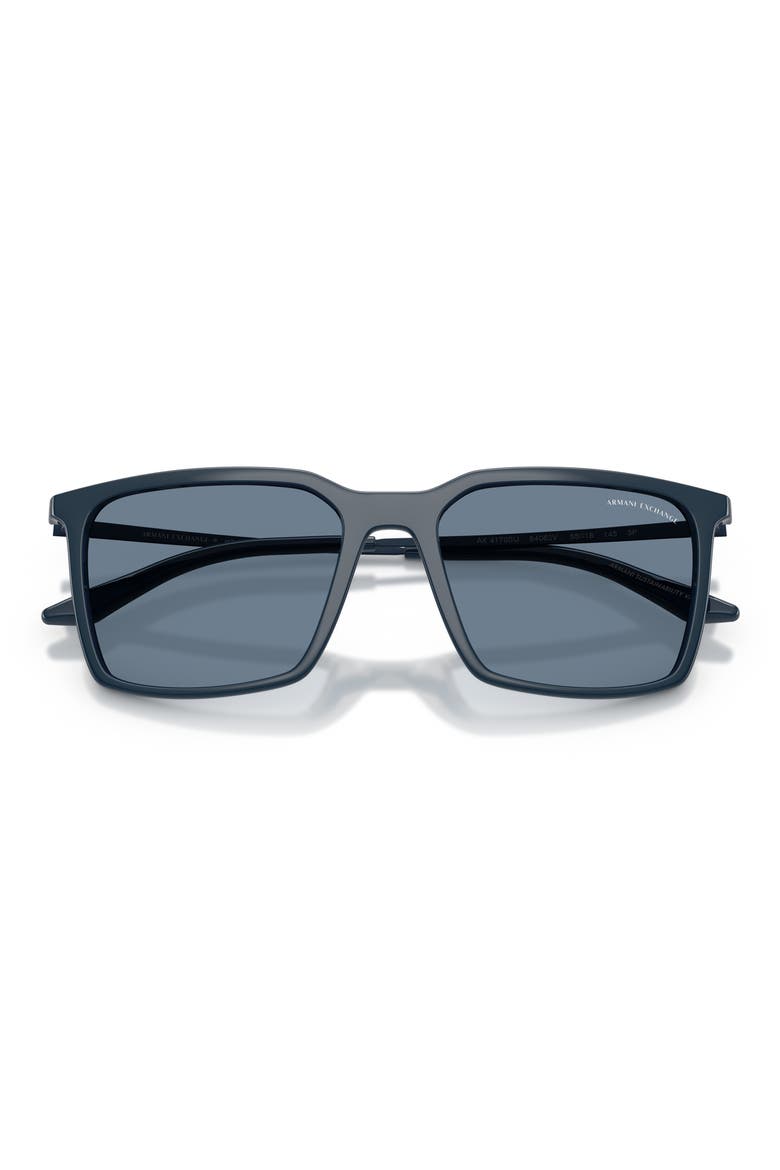 55mm Square Sunglasses, Alternate, color, SHINY BLUE / DARK BLUE POLAR