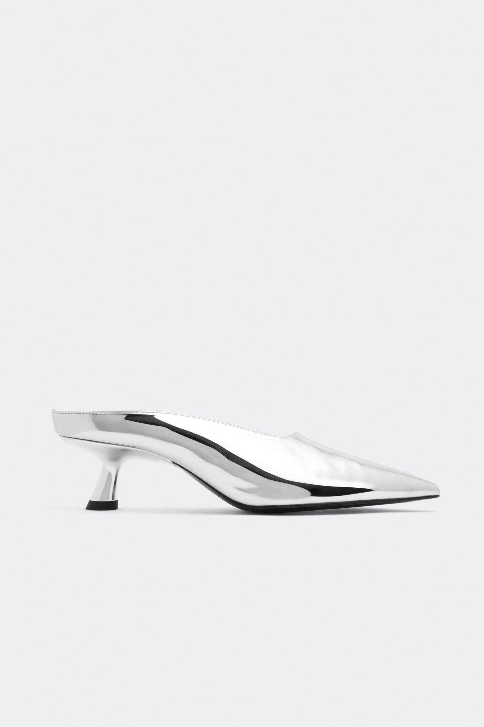 SIMONMILLER Chrome Pointed Gala Mule In Silver, Main, color, Silver