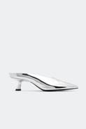 SIMONMILLER Chrome Pointed Gala Mule In Silver