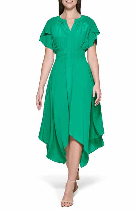 Kensie Flutter Sleeve High-Low Maxi Dress