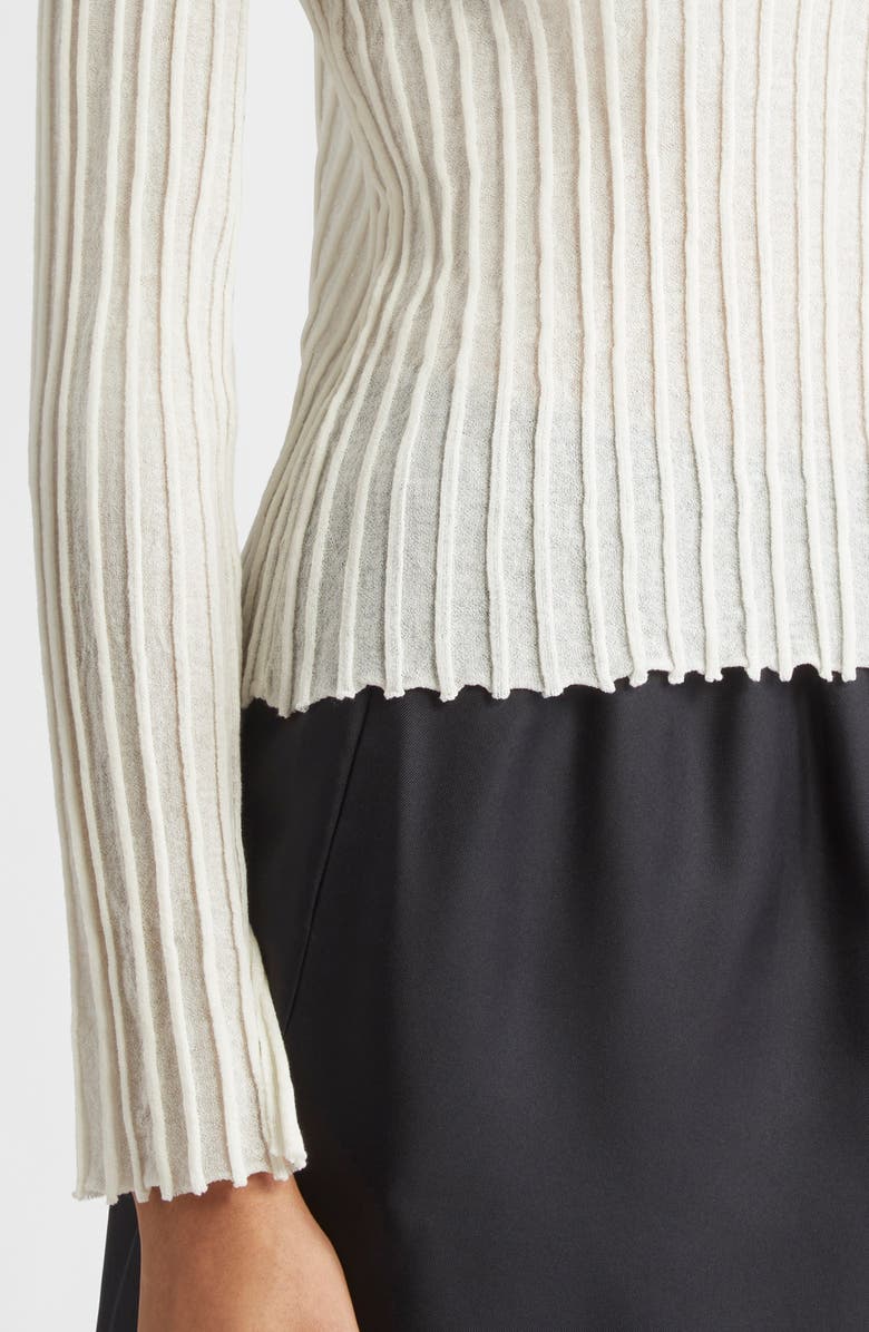 LOULOU DE SAISON Mabille Rib Long Sleeve Top, Alternate, color, Ivory