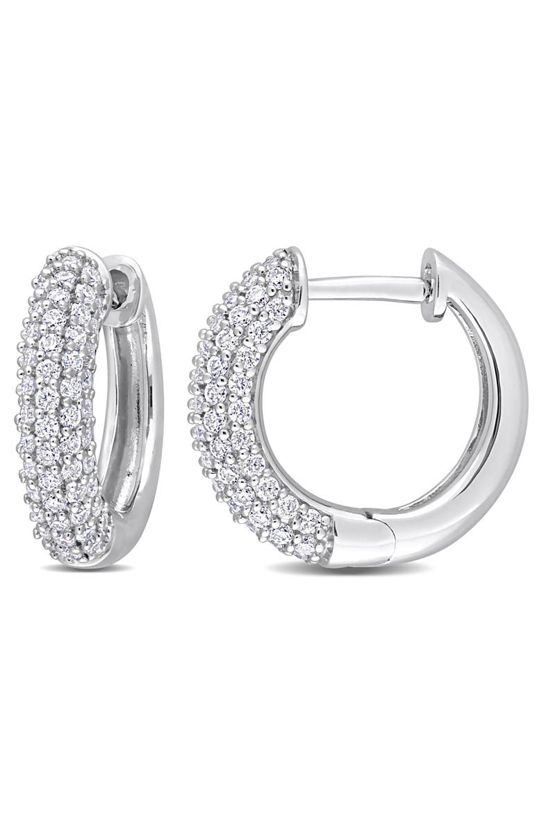 Moissanite Multi-Row Hoop Earrings, Main, color, Sterling Silver
