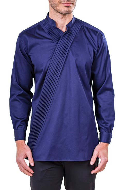 Kymono Asymmetric Pleat Button-Up Shirt