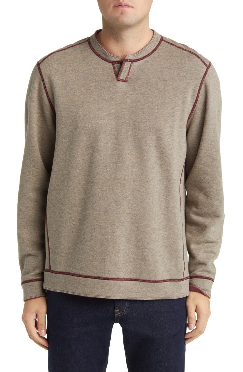 Tommy Bahama Fliprider Abaco Reversible Cotton Sweatshirt, Alternate, color, Chocolate Spice