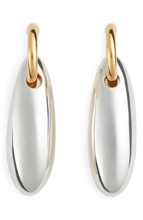 Bottega Veneta Large Oval Earrings In Silver/yellow Gold