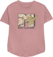 MTV Women's MTV White Roses Logo  Graphic T-Shirt