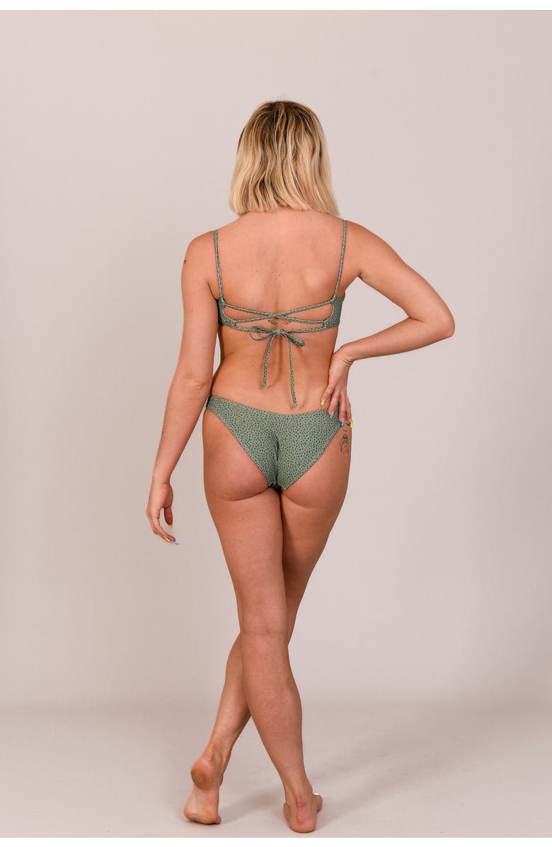 OOSC Sahara Sage Lace up Crop Bikini Top, Alternate, color, Sage