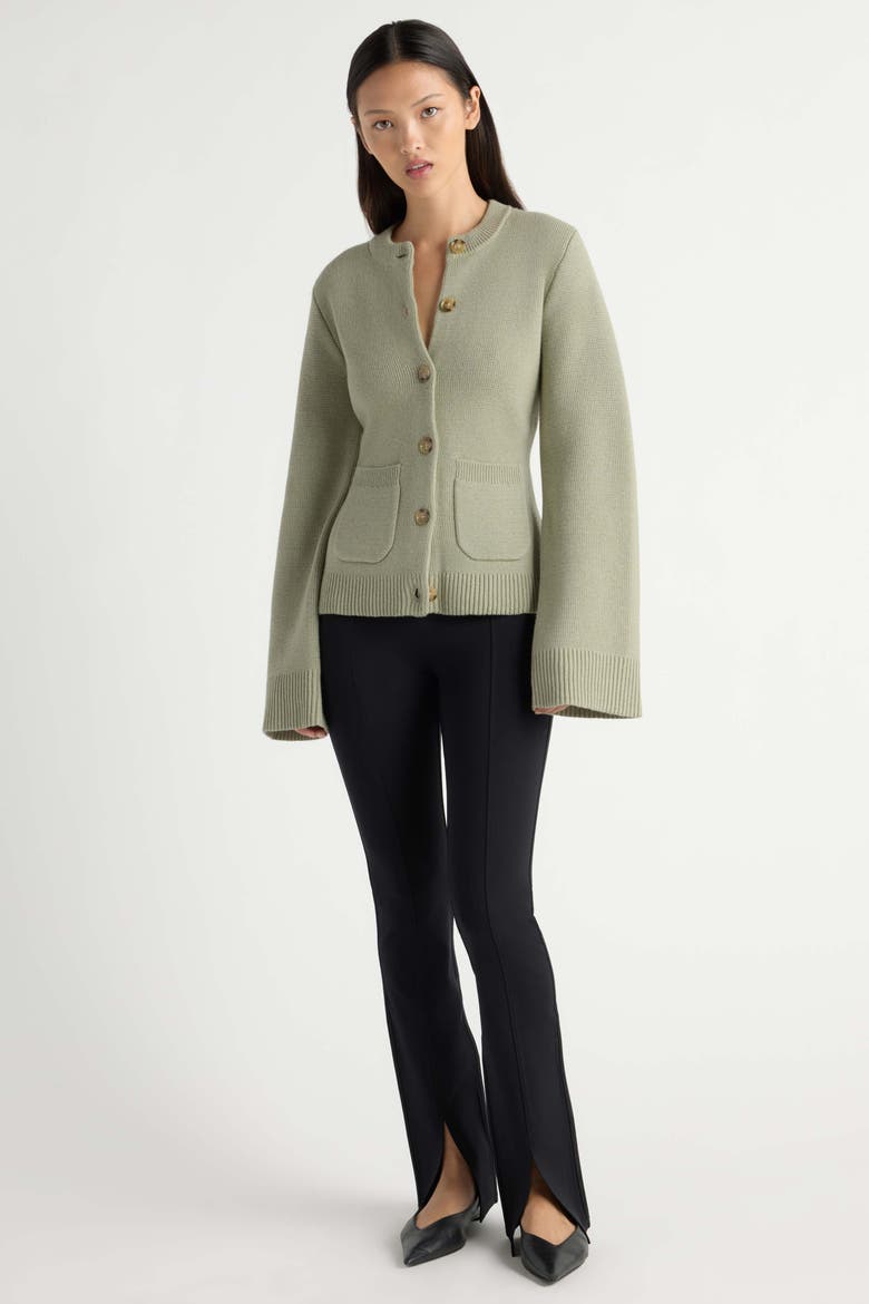 Eames Cotton Wool Button Cardigan, Alternate, color, Pistachio