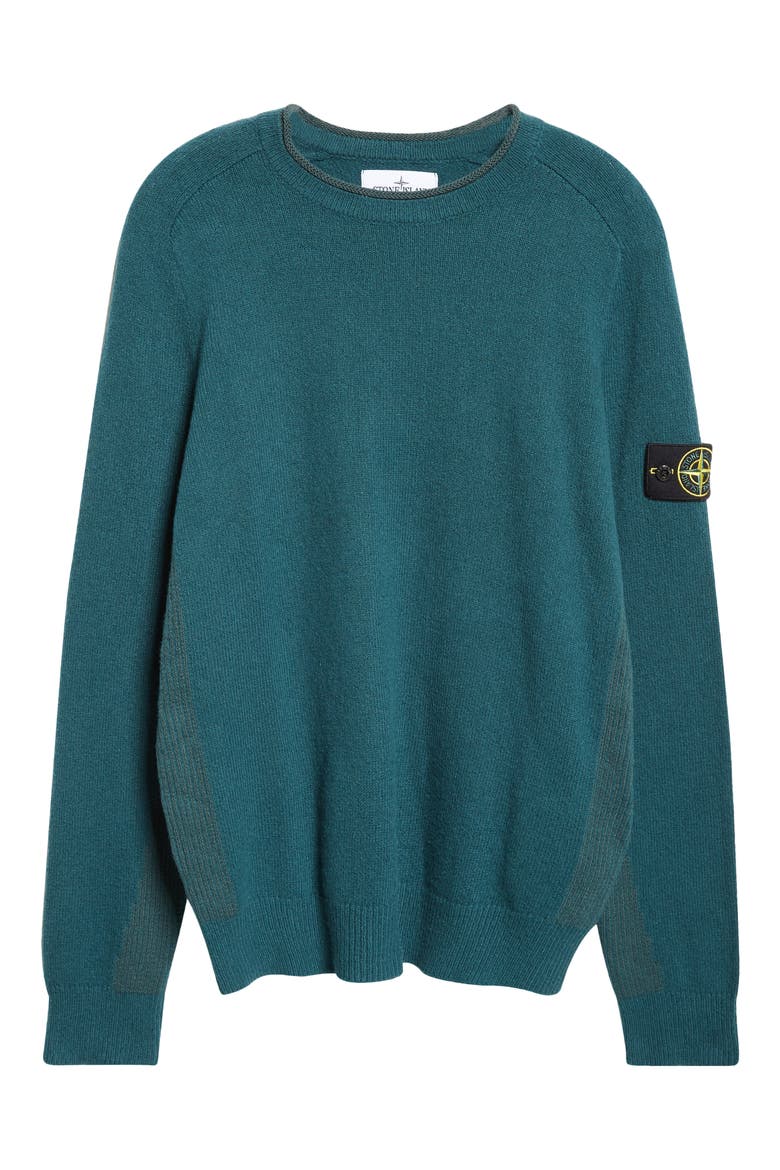 Compass Logo Patch Cotton Blend Crewneck Sweater, Alternate, color, BOTTLE GREEN