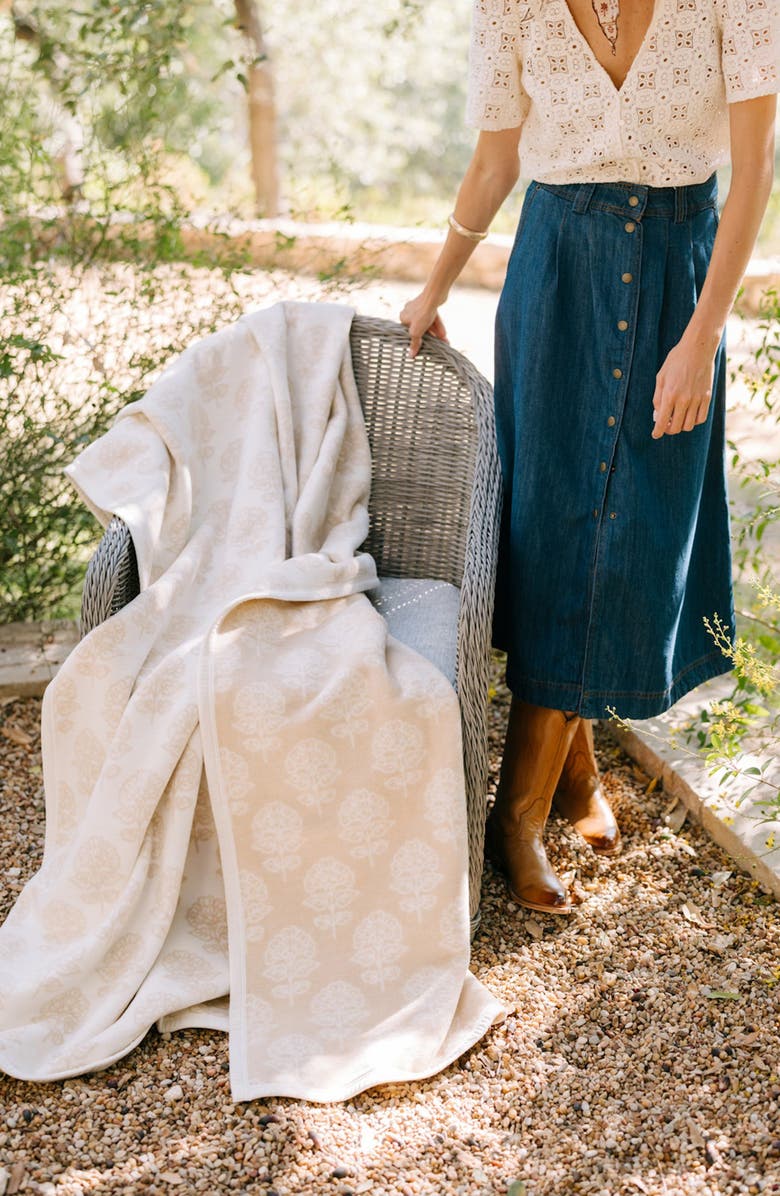 ChappyWrap Millie Blockprint Throw Blanket, Alternate, color, Tan