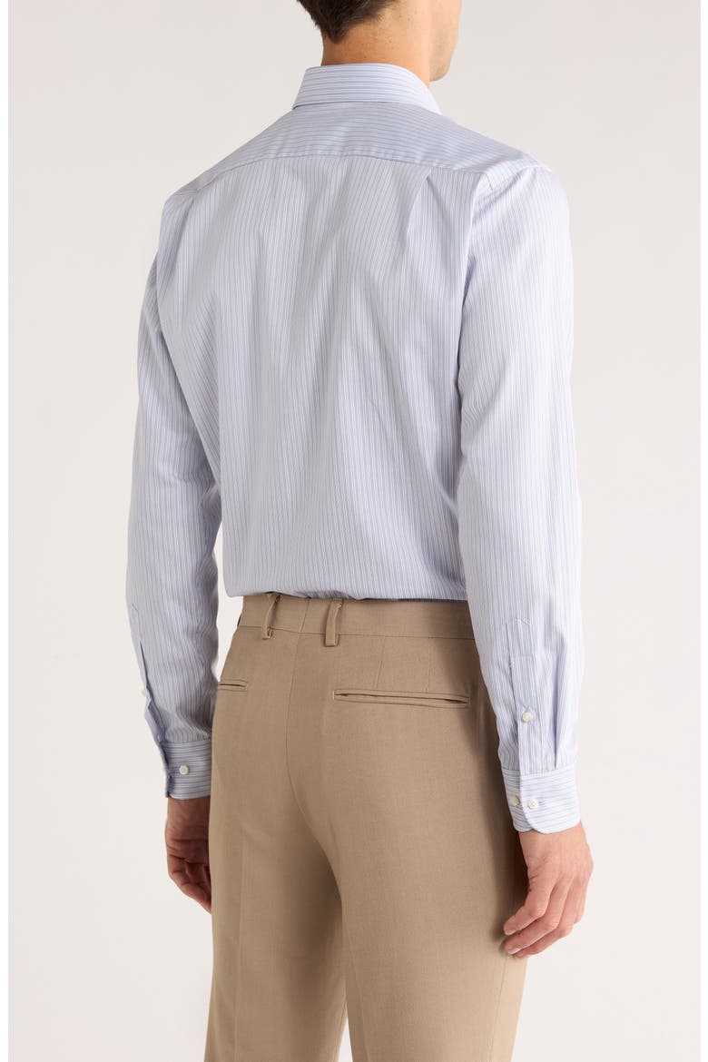 Trim Fit Stripe Premium Non-Iron Cotton Dress Shirt, Alternate, color, BLUE ANTICA STRIPE