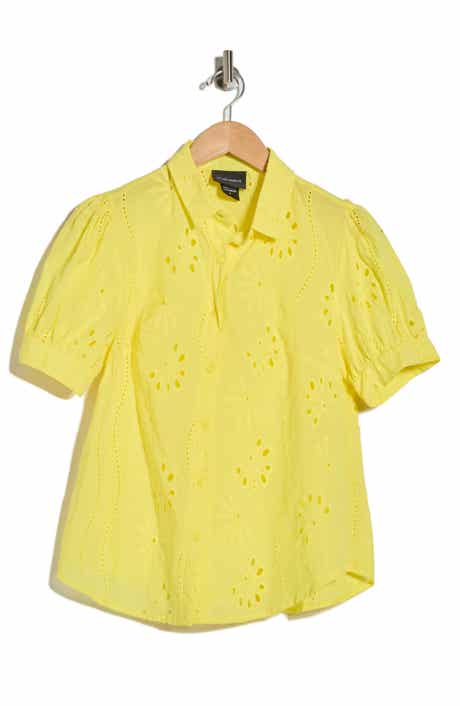 Forgotten Grace Eyelet Short Sleeve Button-Up Shirt