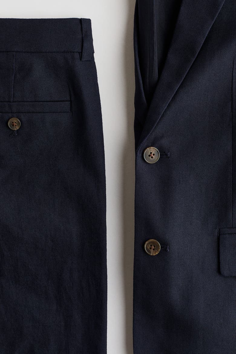 Linen-blend Suit, Alternate, color, Navy blue