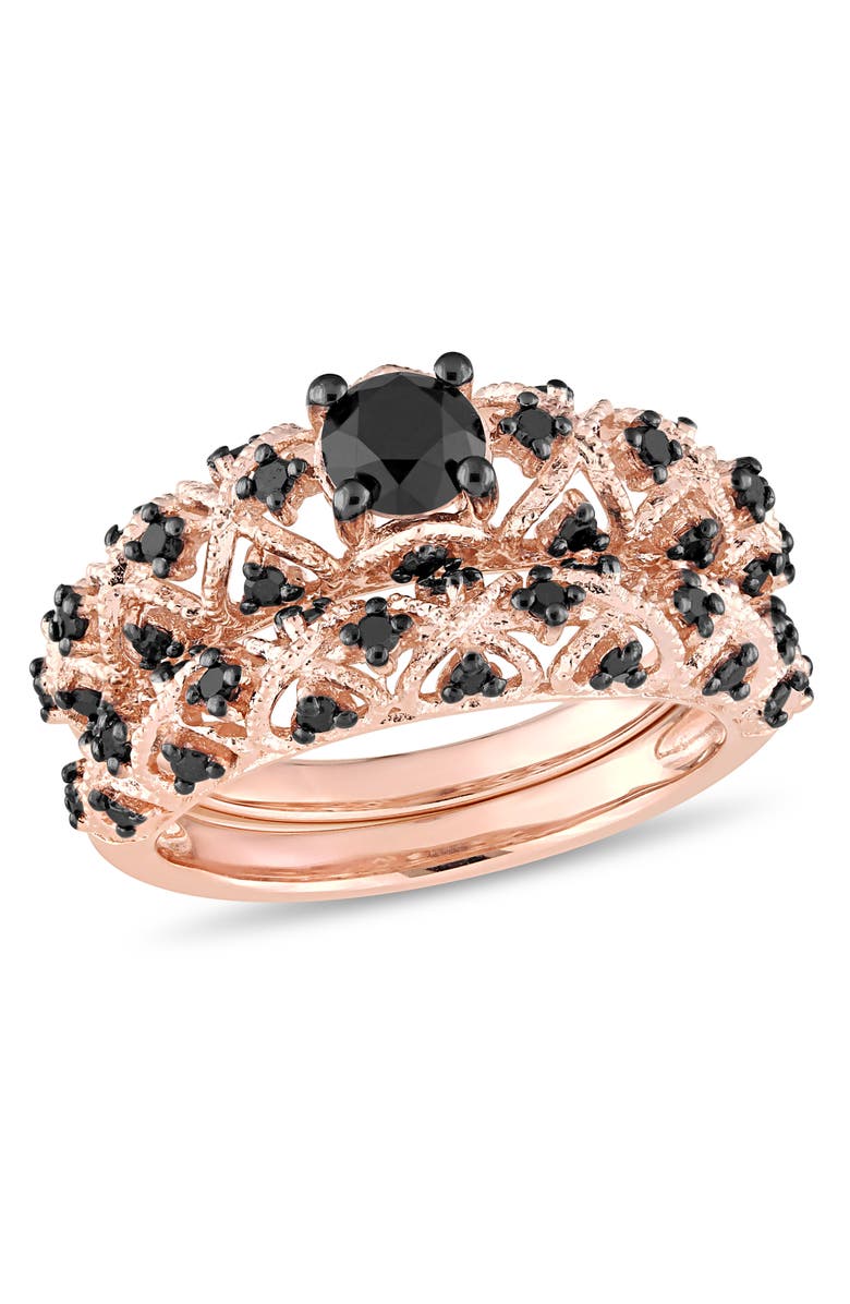 Julianna B. Black Diamond Vintage Bridal Ring Set, Main, color, Diamond