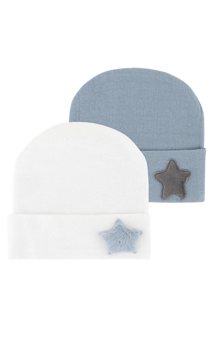Ely's & Co. Newborn Hospital Hats 2 Packs, Main, color, Blue & White