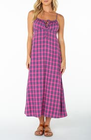 Roxy Late Night Plaid Midi Dress