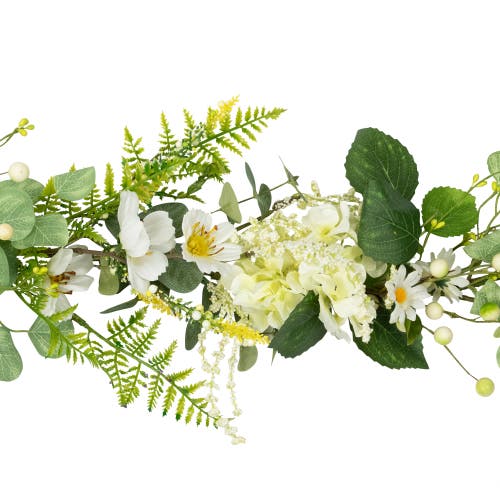 Northlight Hydrangea And Eucalyptus Artificial Floral Spring Garland In Green