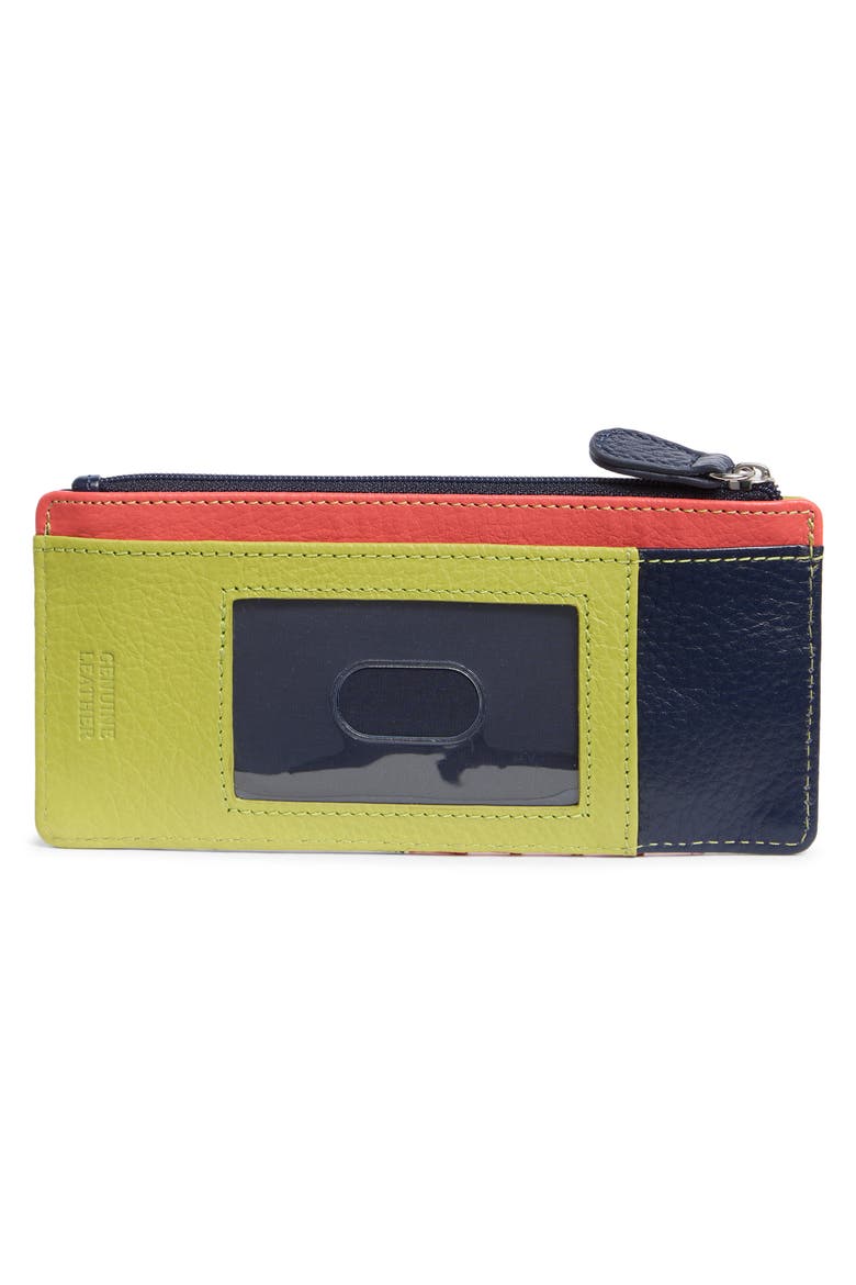 Slim Organizer Card Case, Alternate, color, CANDY CORAL/ NAVY/ FERN