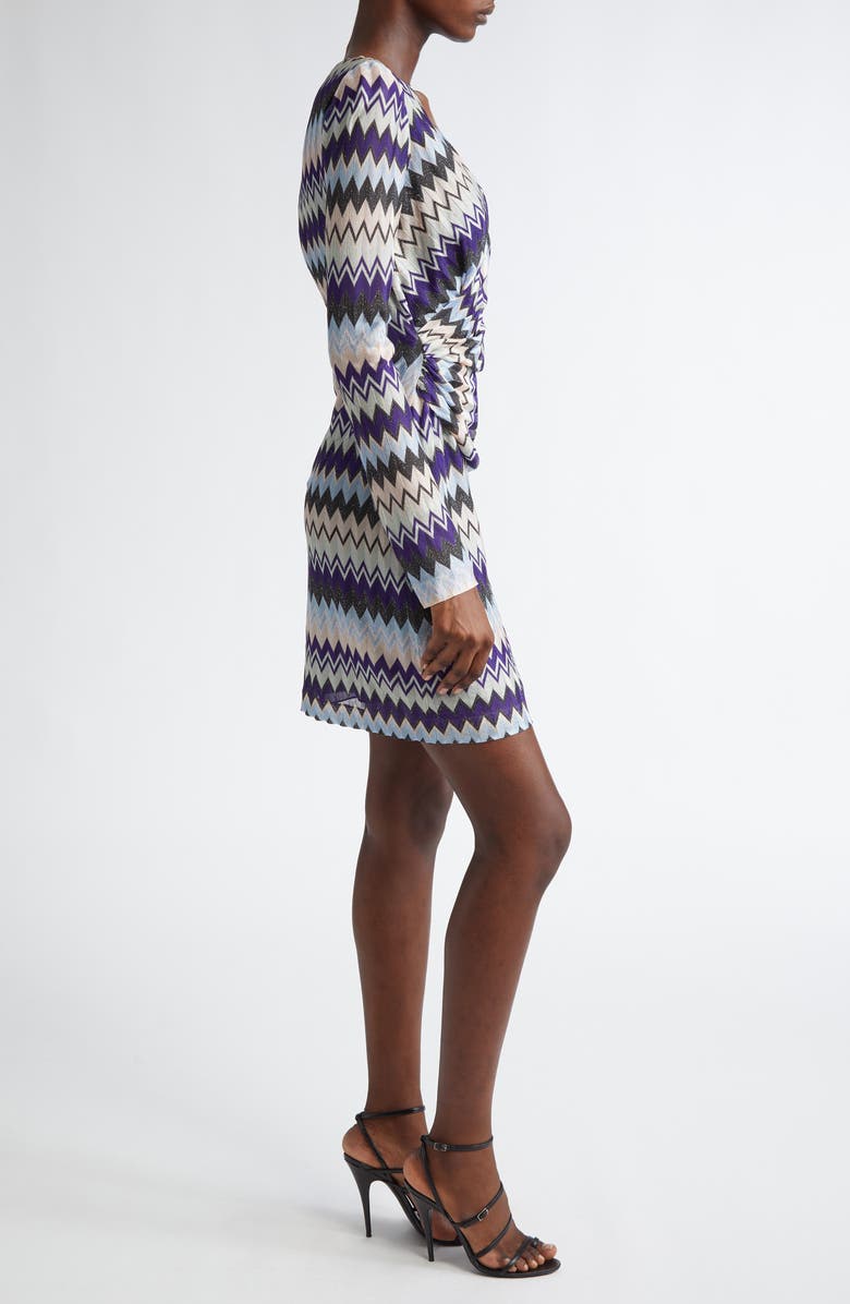 Missoni Zigzag Stripe Long Sleeve Faux Wrap Dress, Alternate, color, 
