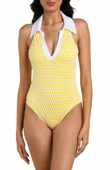 Prep V-Neck One-Piece Swimsuit