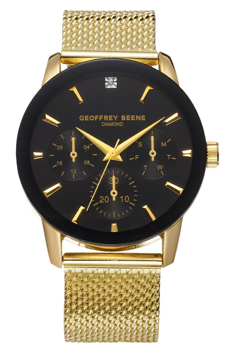 Genuine Diamond Mesh Strap Watch, 41mm, Main, color, GOLD