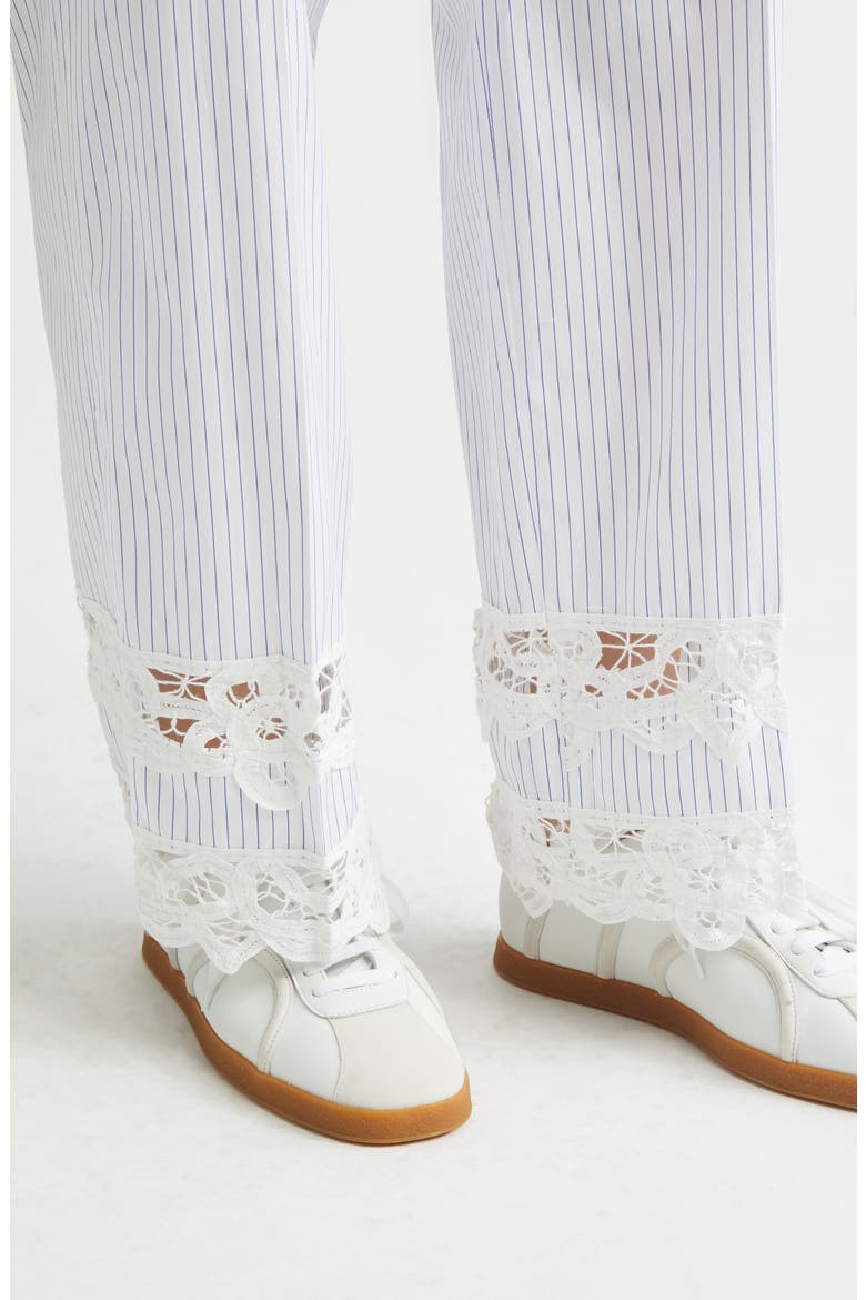 Lace Trim Stripe Wide Leg Pants, Alternate, color, IVORY/ BLACK