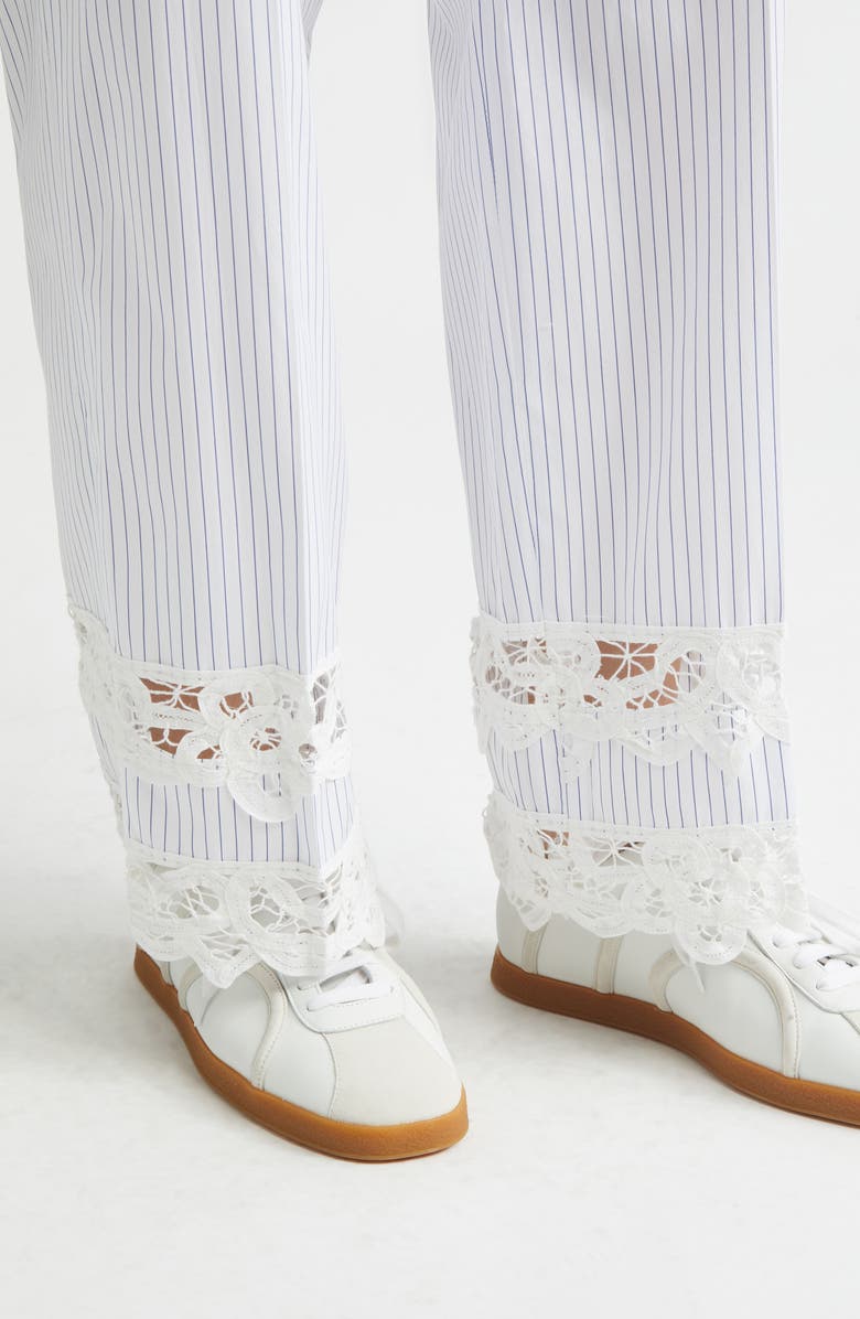 EENK Lace Trim Stripe Wide Leg Pants, Alternate, color, Ivory/ Black