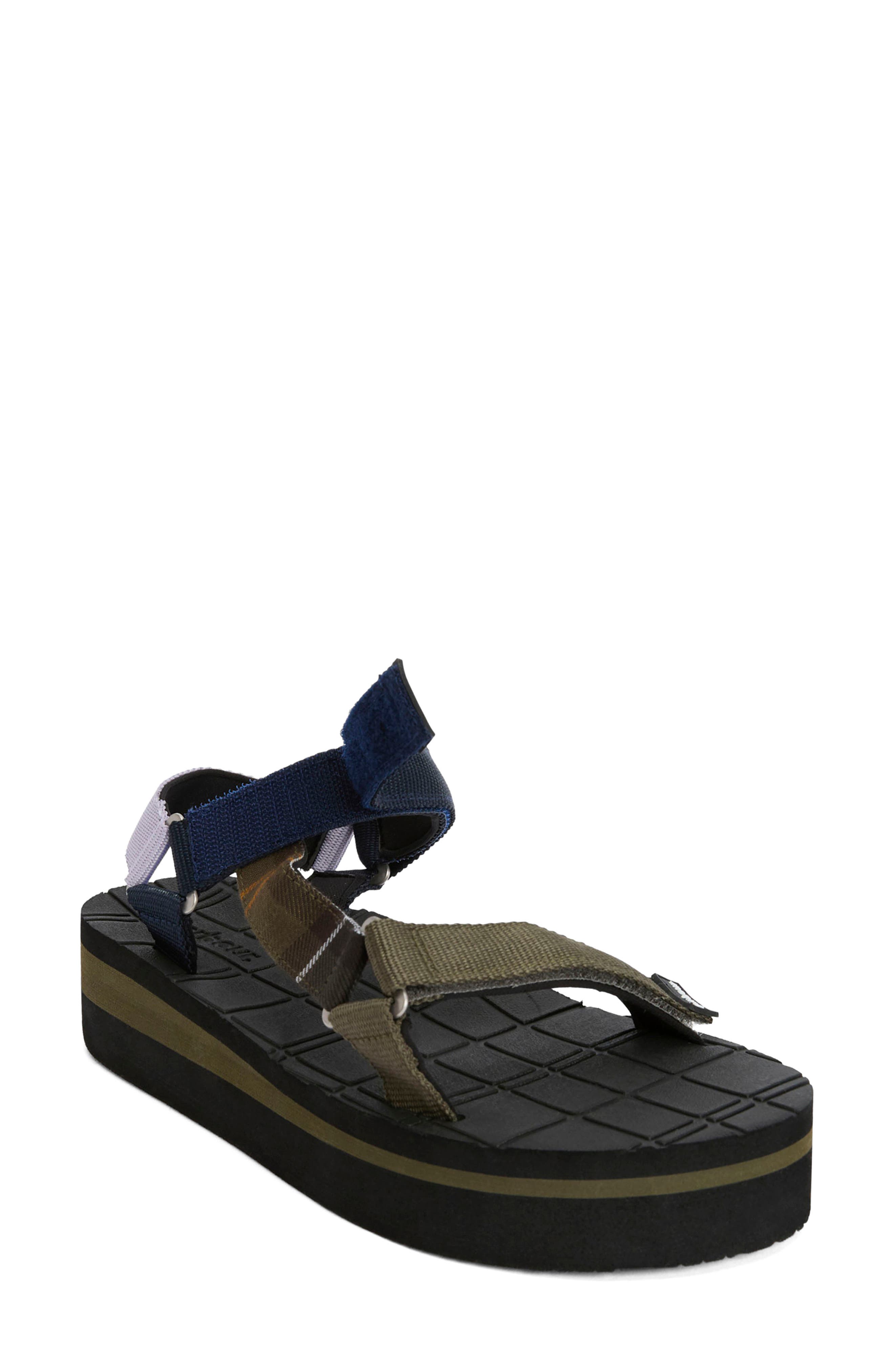 Mila Wedge Sandal, Alternate, color, OLIVE/ NAVY/ CLASSIC TARTAN