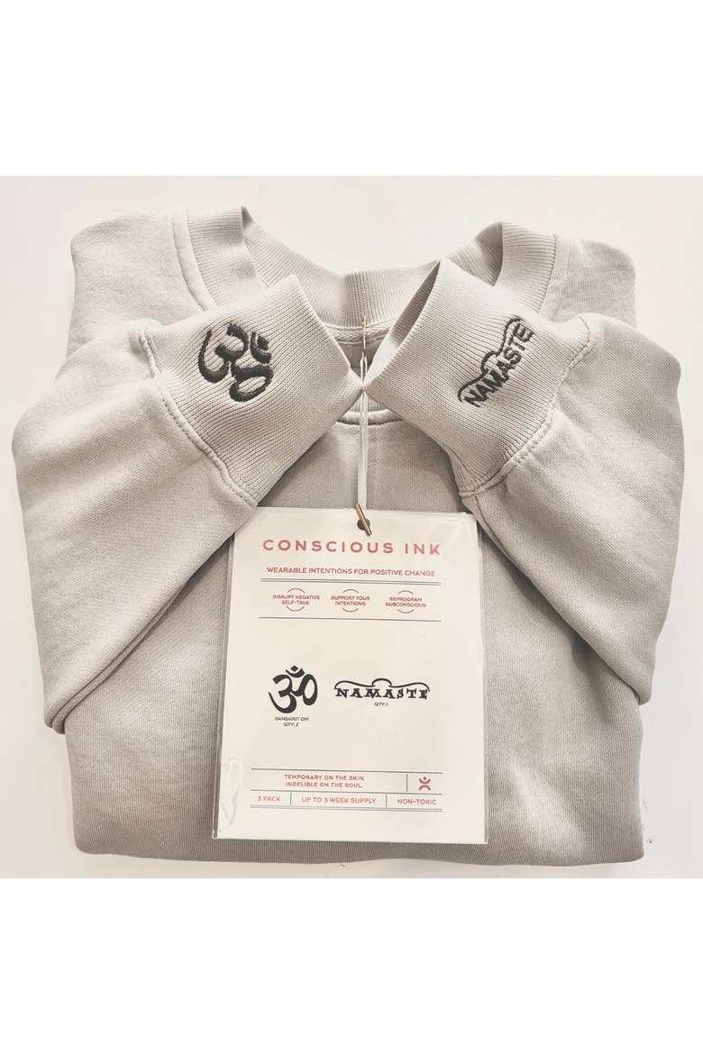Om/Namaste Sweatshirt + Manifestation Kit, Main, color, Faded Bone