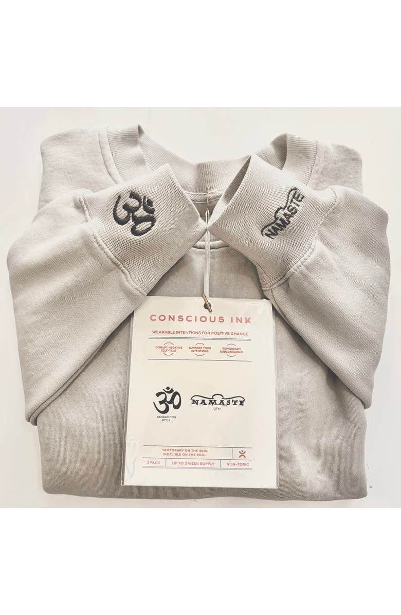 Conscious Ink Om/Namaste Manifest Sweatshirt, Main, color, Faded Bone