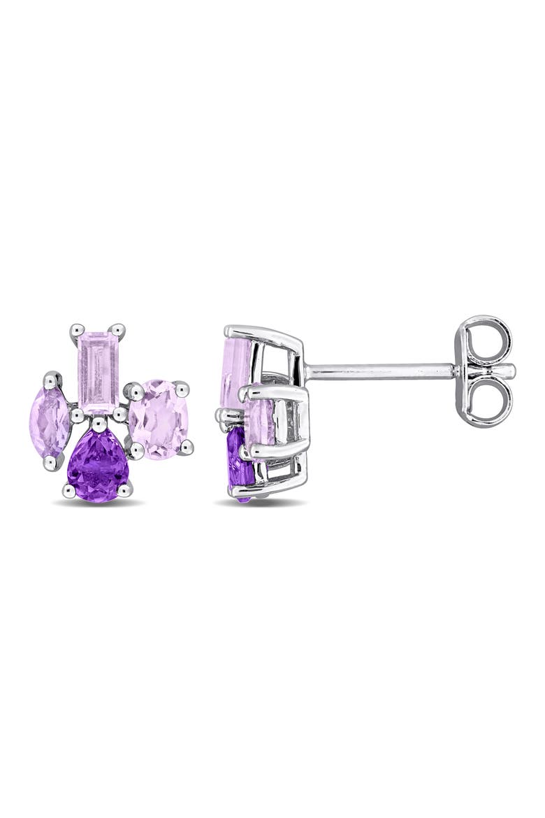 Sterling Silver Amethyst Stud Earrings, Main, color, PURPLE