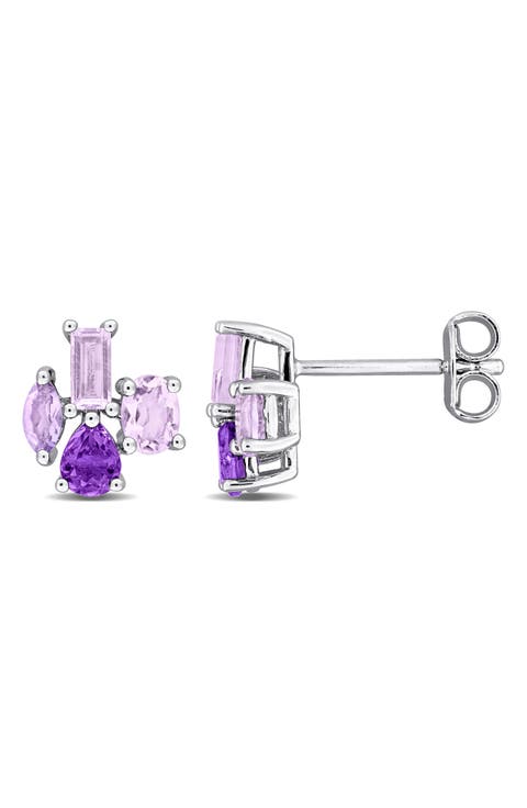 Sterling Silver Amethyst Stud Earrings