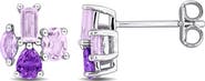 DELMAR Sterling Silver Amethyst Stud Earrings