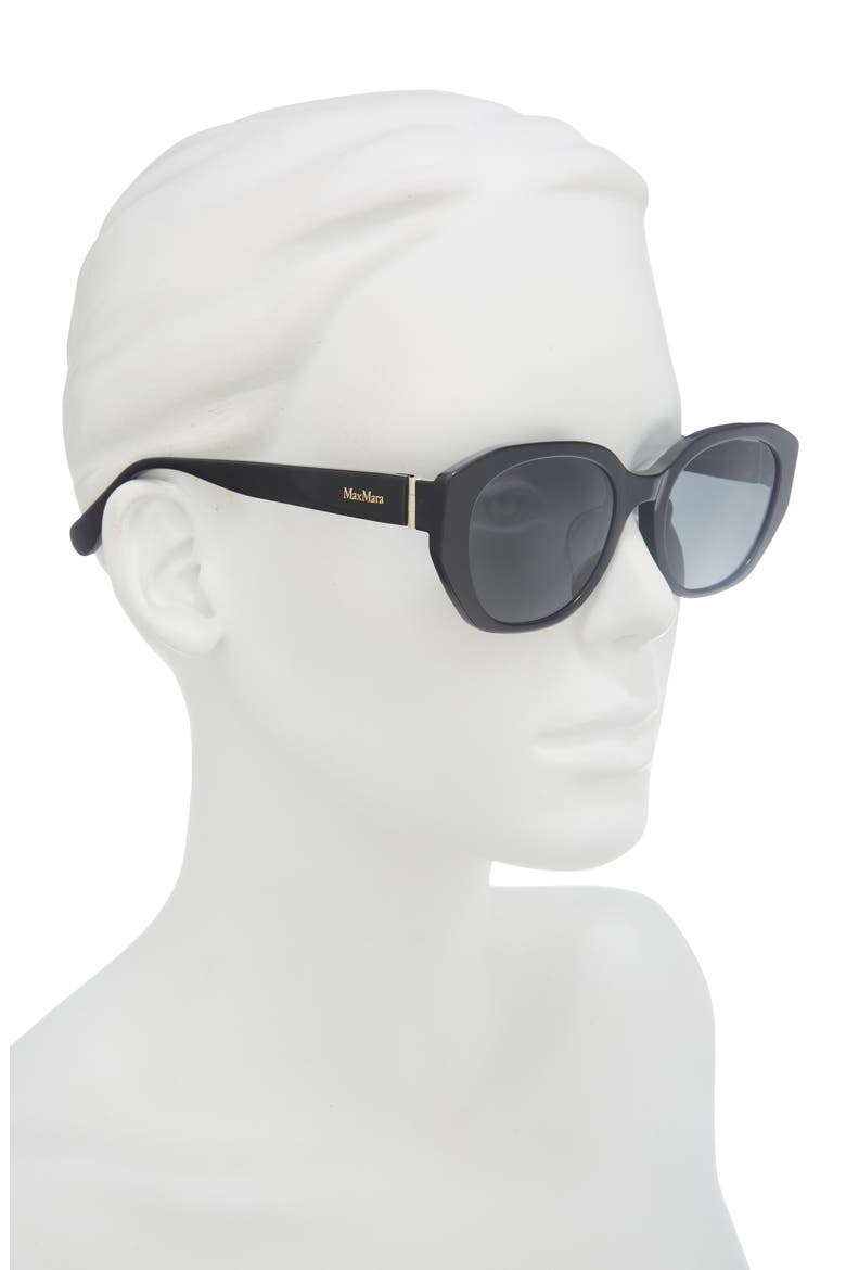 54mm Round Sunglasses, Alternate, color, SHINY BLACK / SMOKE