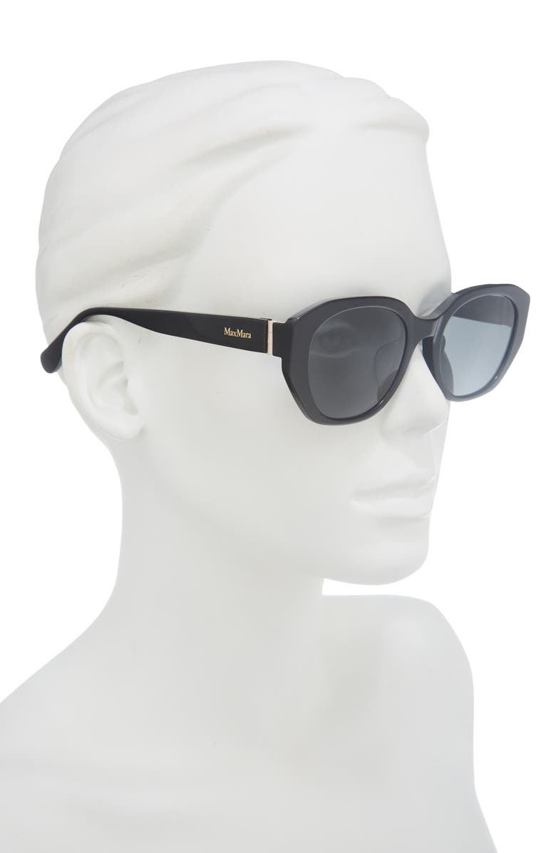 Max Mara 54mm Round Sunglasses, Alternate, color, Shiny Black / Smoke