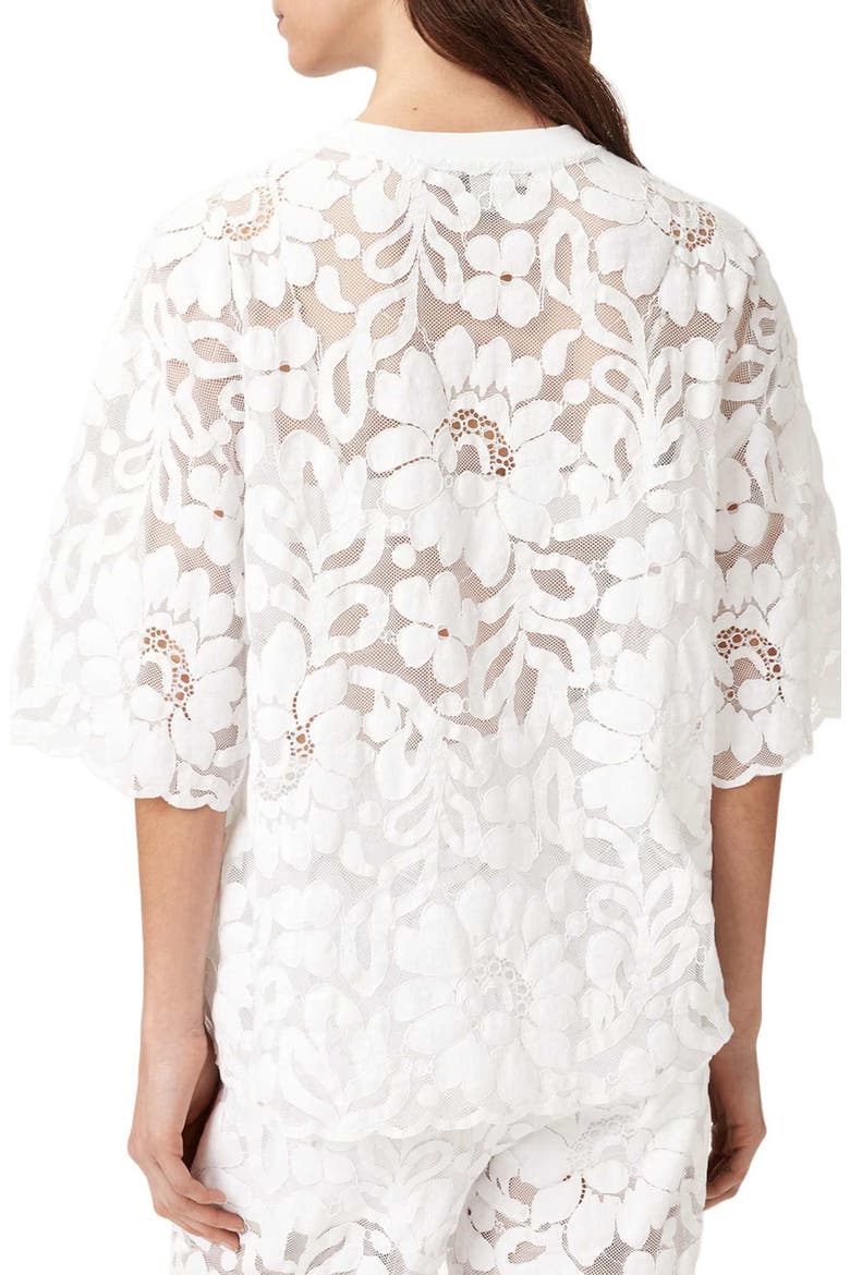 Amelie Floral Lace T-Shirt, Alternate, color, OPTIC WHITE