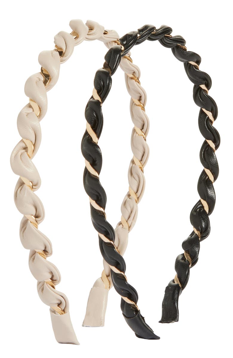 Tasha 2-Pack Twisted Headbands, Main, color, Black Taupe