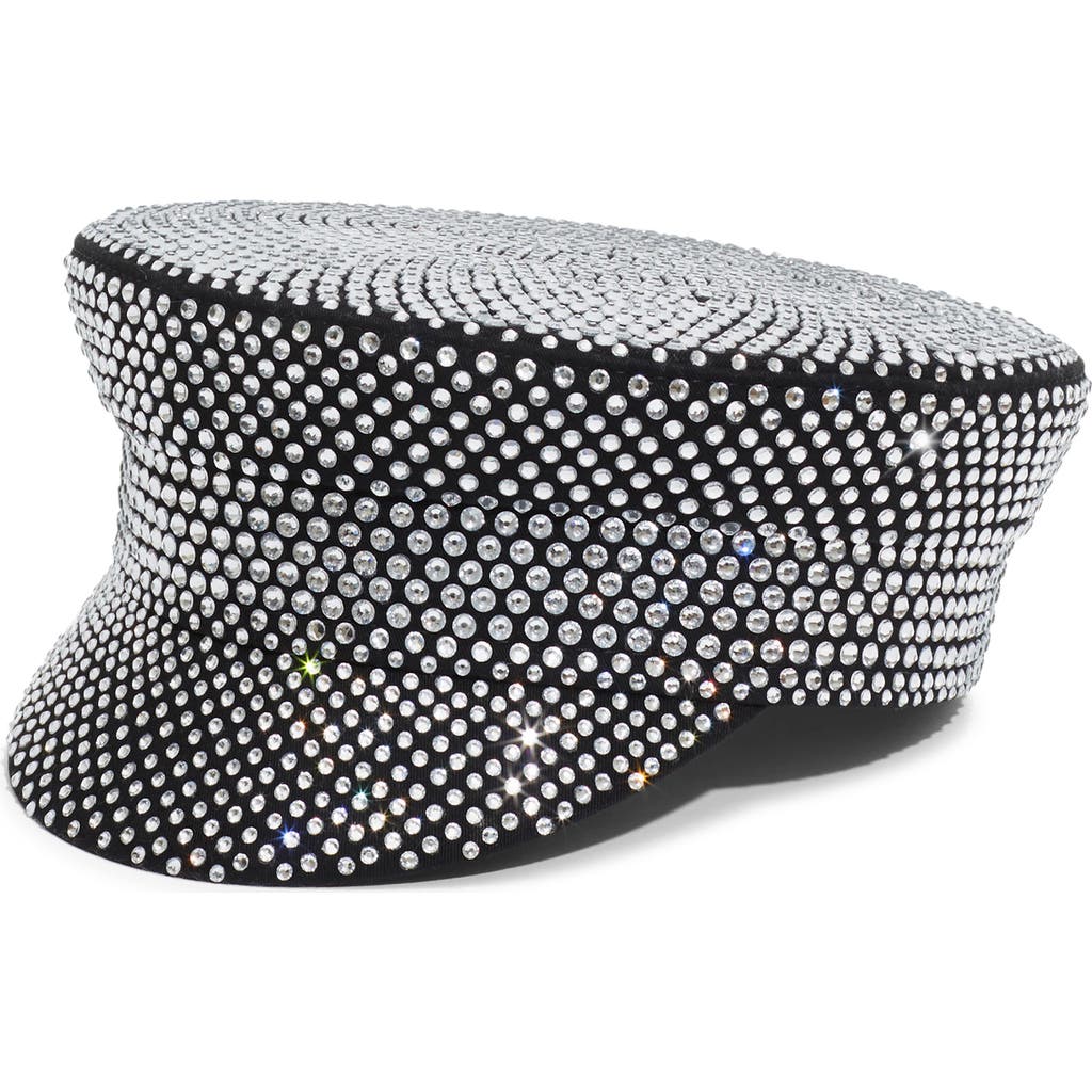 Ruslan Baginskiy Crystal Embellished Baker Boy Cap In Black