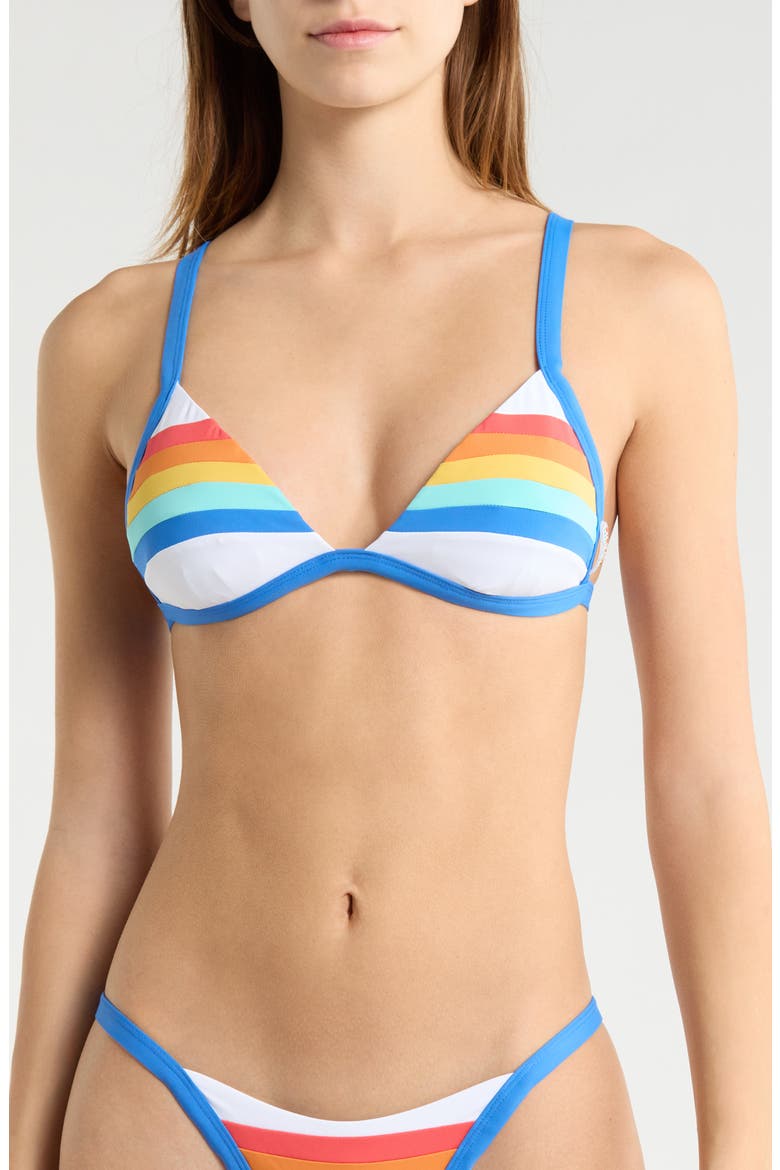 Surf Stripe Triangle Bikini Top, Main, color, WHITE