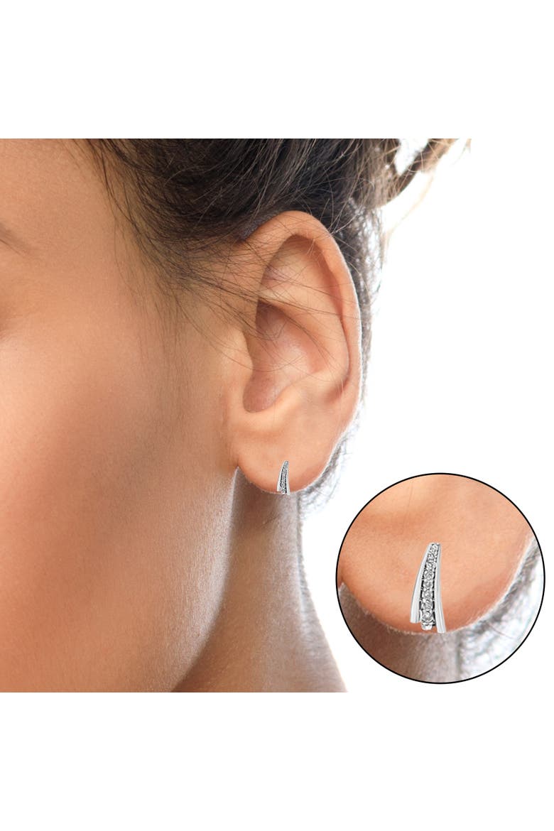 Silver 1 Ct Round Diamond Graduated Huggie Earrings, Alternate, color, White