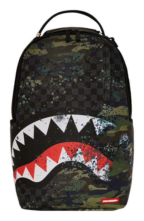 Sprayground Kids' Camo Splash Shark Dlxsv Backpack In Multi