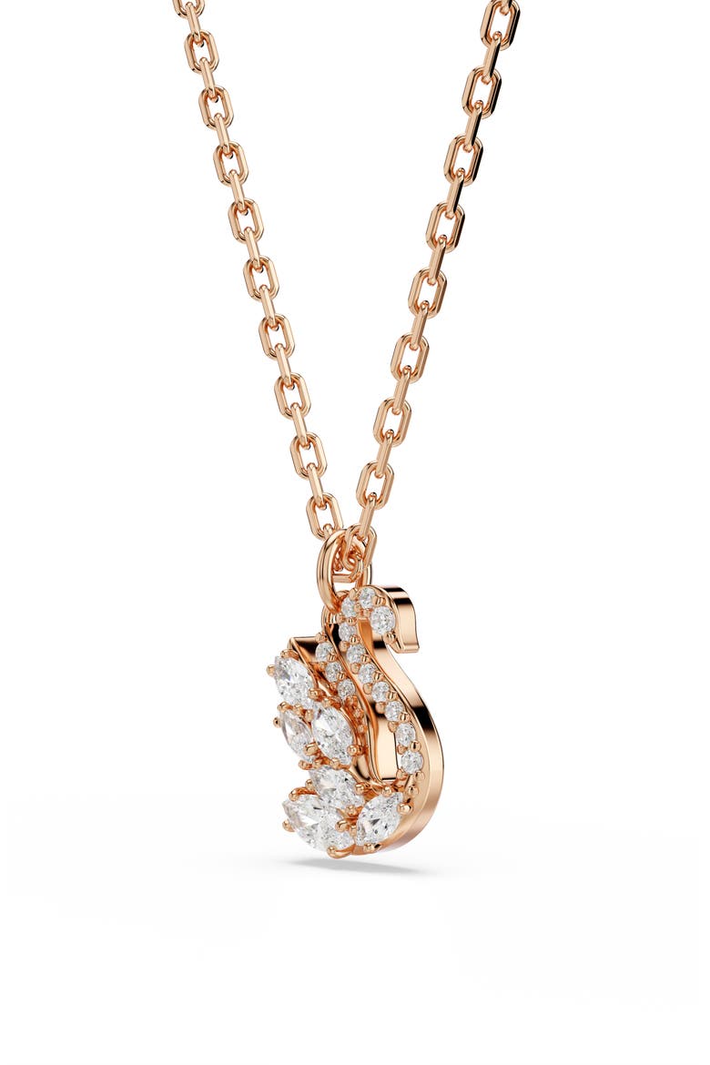 Swan Pendant Necklace, Alternate, color, ROSE GOLD/ WHITE