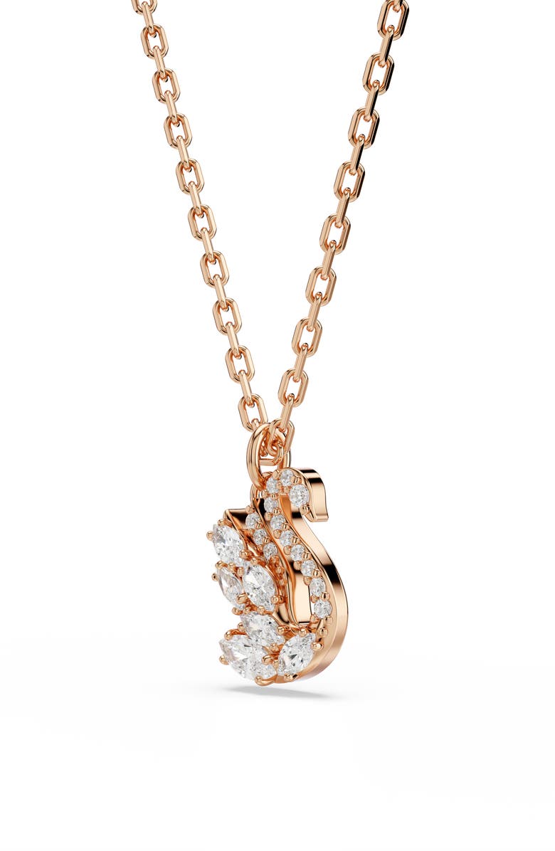 Swarovski Swan Pendant Necklace, Alternate, color, Rose Gold/ White