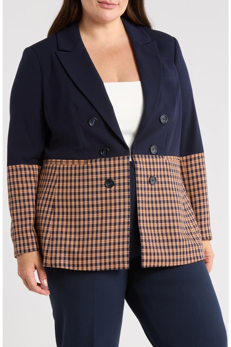 Check Color Block Jacket, Alternate, color, NEW NAVY GINGER