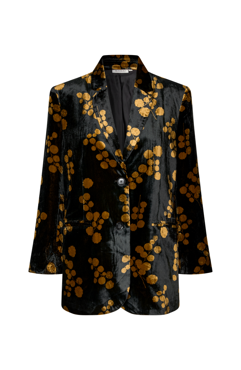 Masai Copenhagen MaJaxi Velour Floral Print Blazer, Alternate, color, Rubber