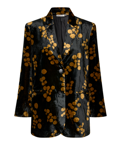 Masai Copenhagen Majaxi Velour Floral Print Blazer In Brown